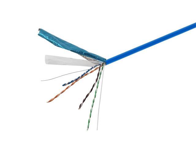 Monoprice Cat5e Ethernet Bulk Cable - Network Internet Cord - Solid, 350Mhz, STP, Riser Rated, Pure Bare Copper Wire, 24AWG, No Logo, 1000ft, Blue
