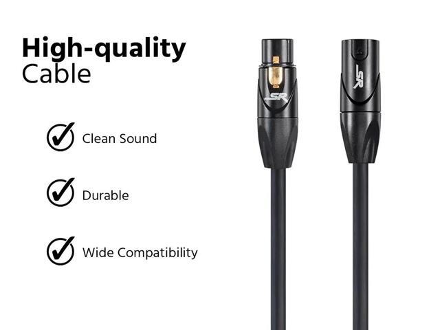 Monoprice XLR Male to XLR Female Cable [Microphone & Interconnect] - 15 Feet - Black Gold Plated, 16AWG - Stage Right Series