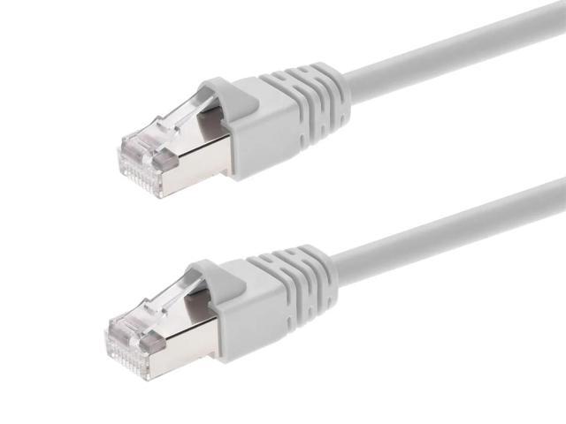 Monoprice Cat6A Ethernet Patch Cable - 5 Feet - White Network Internet Cord - RJ45, 550Mhz, STP, Pure Bare Copper Wire, 10G, 26AWG
