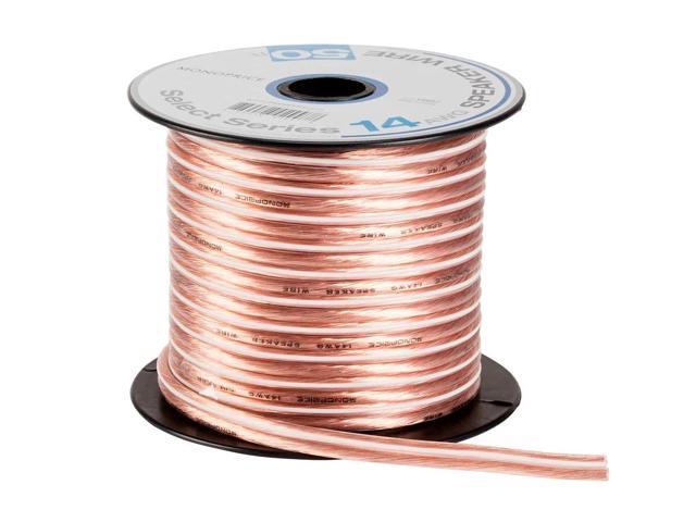 Monoprice Select Series 14 Gauge AWG Speaker Wire / Cable - 50ft Jacketed In Durable Plastic With A Color Coded Conductor For Home Theater, Car...