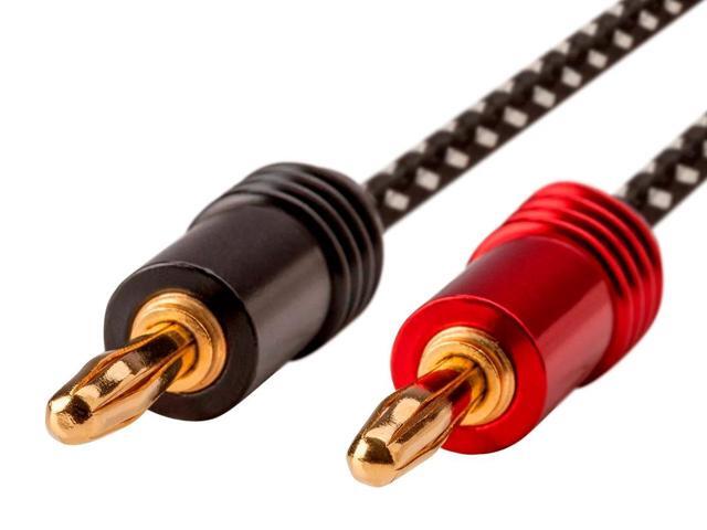 Monoprice Speaker Wire, Braided with Banana Plugs, 2-Conductor, 14AWG, 3ft