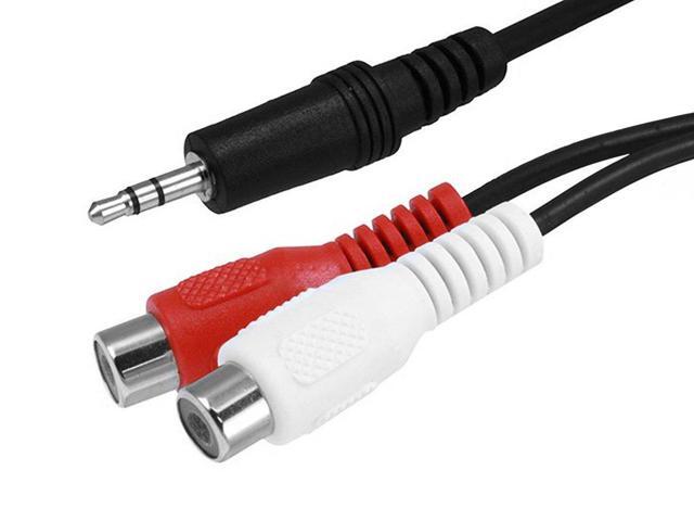Monoprice 6inch 3.5mm Stereo Plug/2 RCA Jack Cable - Black