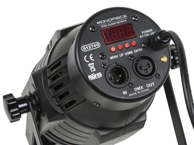 Monoprice PAR-575 Stage Light (RGBW) Bright, 8 watt, x 7 LED, aluminum shell, built-in programs for dimming and strobe effect - Stage Right Series
