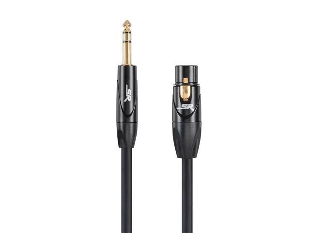 Monoprice XLR Female to 1/4 Inch TRS Male Cable - 1.5 Feet - Black 16AWG, Gold Plated - Stage Right Series