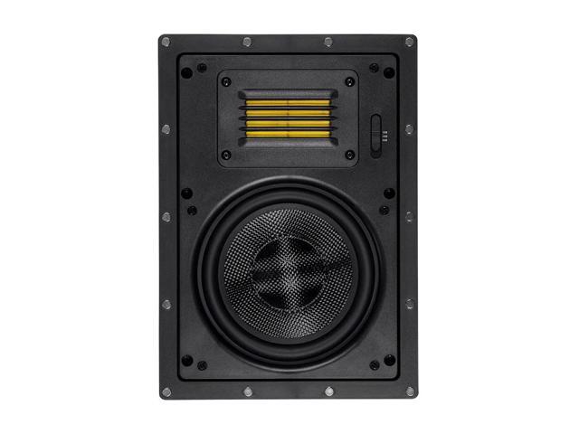 Monoprice 2-Way Carbon Fiber In-Wall Speakers - 6.5 Inch (Pair) With Magnetic Grille And Ribbon Tweeter - Amber Series
