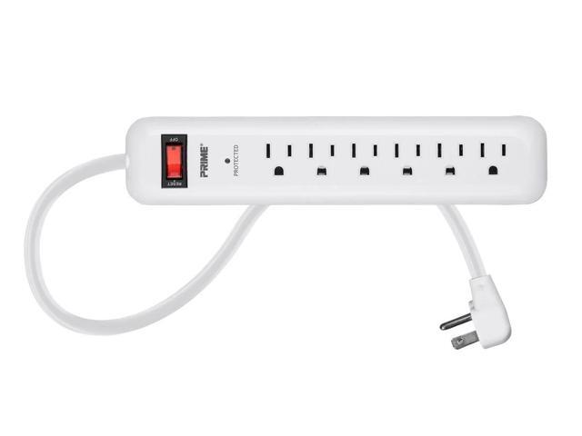Monoprice Power & Surge - 6 Outlet Surge Protector Power Strip with Low-Profile Plug - 8 Feet Cord - White 1000 Joules 15A / 125V / 1875W