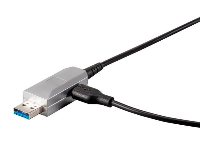 Monoprice USB-A to USB-A Female 3.0 Extension Cable - 164.0 Feet - Silver Fiber Optic - SlimRun