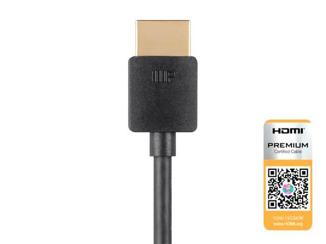 Monoprice HDMI Cable - 3 Feet - Black Certified Premium, 4K@60Hz, HDR, 18Gbps, 36AWG, YUV, 4:4:4, Compatible with UHD TV and More - Ultra Slim...