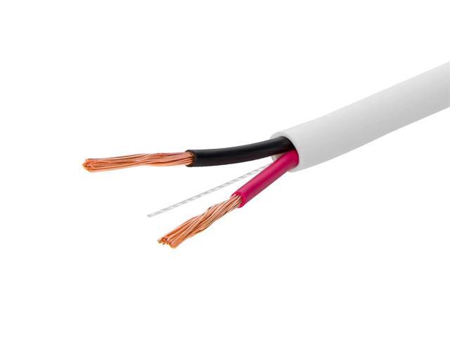 Monoprice Access Series 12 Gauge AWG CL2 Rated 2 Conductor Speaker Wire / Cable - 100ft Fire Safety In Wall Rated, Jacketed In White PVC Material...