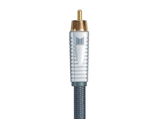 Monolith RCA Cable - Silver - 3 Feet Chord, 24K Gold Plated Connectors, AL foil, OFC Copper Braided Shield