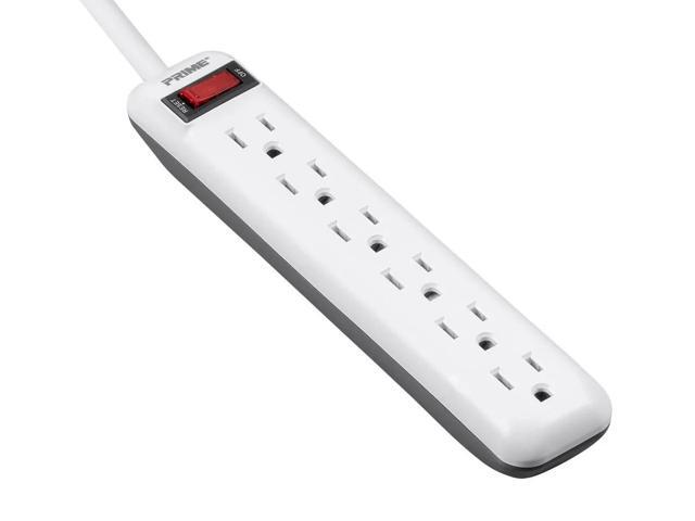 Monoprice 6 Outlet Power Strip with 3ft Cord, White