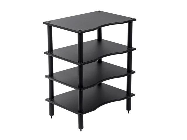 Monolith 4 Tier/Shelf Audio Stand - Black Open Air Storage, Modular Design, Sturdy, Compatible With Bose, Polk, Sony, Yamaha, Pioneer and others