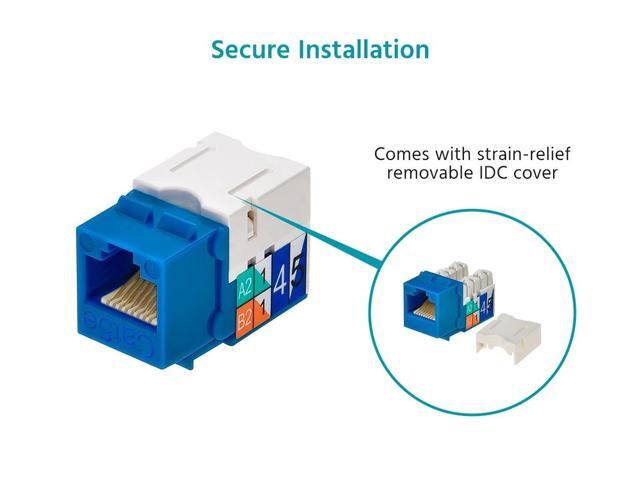 Monoprice Cat5e Punch Down Keystone Jack for 22-24AWG Solid Wire, Blue