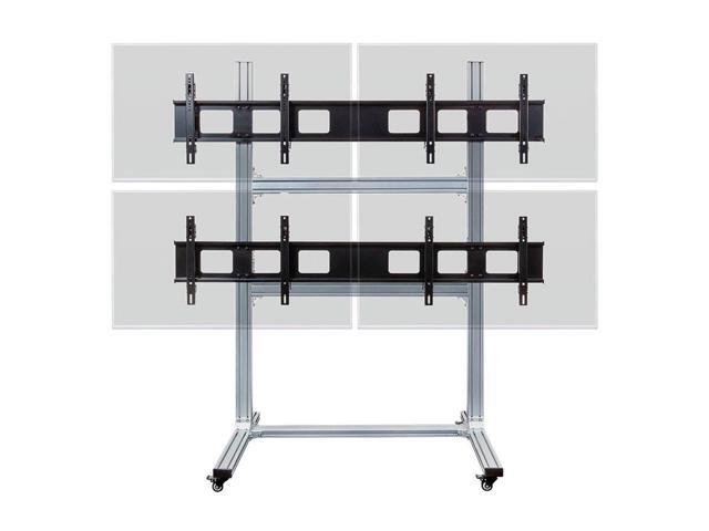 Monoprice Commercial Series 2x2 Video Wall Mount Bracket System Rolling Display Cart with Micro Adjustment Arms For LED