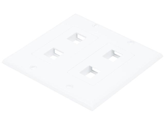 Monoprice 2-Gang Wall Plate - 4 Hole White For Keystone, Ethernet Networks or Home Theater Interconnects