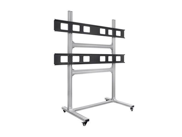 Monoprice Commercial Series 2x2 Video Wall Mount Bracket System Rolling Display Cart with Micro Adjustment Arms For LED