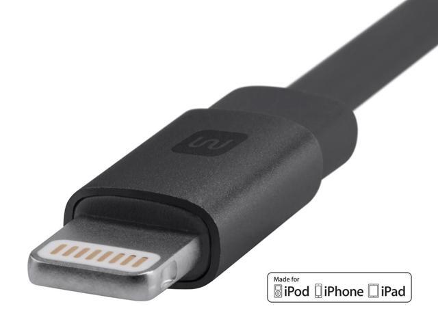 Monoprice Cabernet Series Apple MFi Certified Flat Lightning to USB Charge & Sync Cable - 4ft Black for iPhone X, 8, 8 Plus, 7, 7 Plus, 6, 6 Plus, 5S