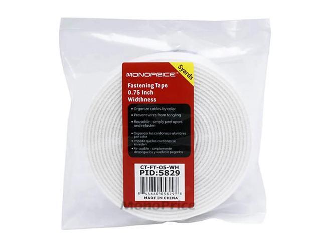 Monoprice 3-Pack Hook & Loop Fastening Tape 5 yard/roll, 0.75-inch - White