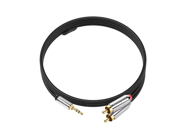 Monoprice 6ft Designed for Mobile 3.5mm Stereo Male to RCA Stereo Male (Gold Plated) - Black