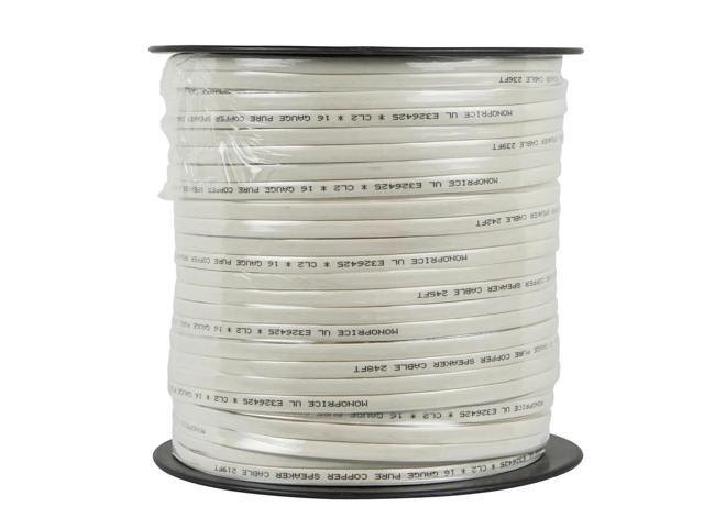 Monoprice Speaker Wire, Flat CL2 Rated, 2-Conductor, 16AWG, 250ft