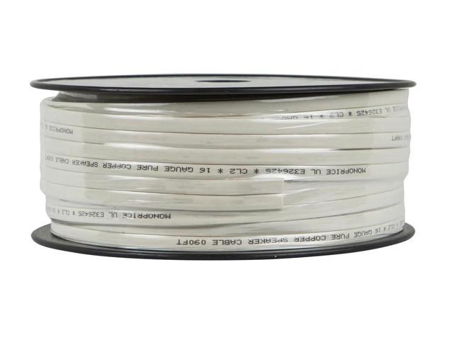 Monoprice Speaker Wire, Flat CL2 Rated, 2-Conductor, 16AWG, 100ft