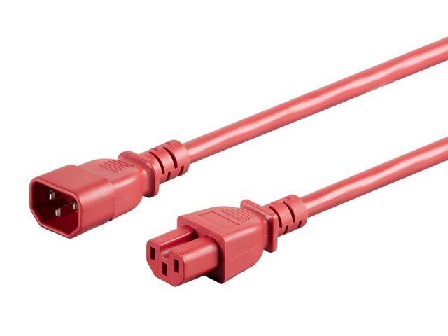 Monoprice 14AWG Heavy-Duty Computer Extension Power Cable / Cord - 6ft - Red 15A 14AWG (IEC-320-C14 to IEC-320-C15)