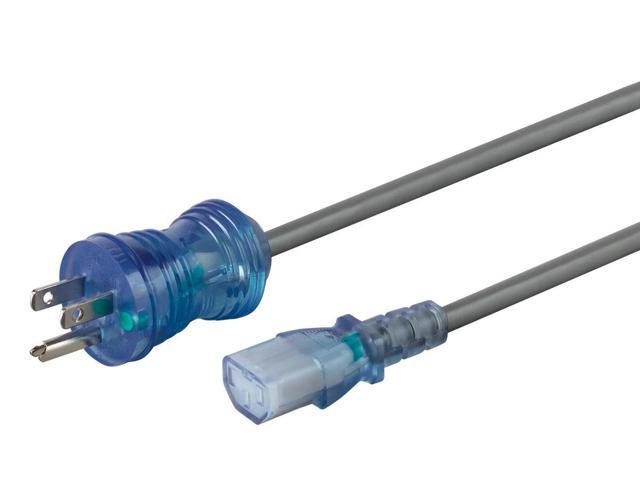 Monoprice 14AWG Gray Hospital-Grade Computer Power Cable / Cord - 6ft Clear 10A 14 AWG (NEMA 5-15P to IEC-320-C13)