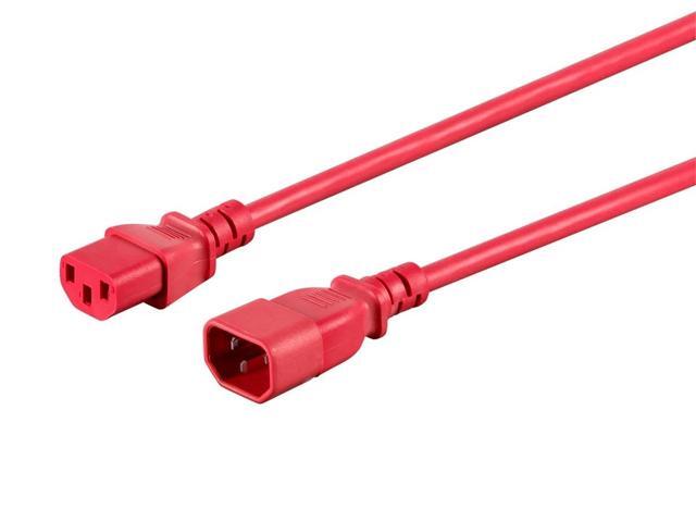 Monoprice 18AWG Power Extension Cable / Cord - 3ft - Red 3 Conductor PC/Mon 10A (IEC 60320 C14 to IEC 60320 C13)