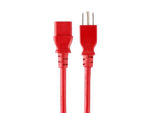 Monoprice 18AWG Power Cable / Cord - 3ft - Red 3 Conductor PC Power Connector Socket 10A (NEMA 5-15P to IEC 60320 C13)