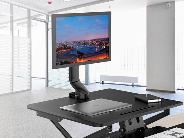Monoprice Single Monitor Low Profile Flat Clamp Mount - Black Compatible With Screens Up to 32 Inches - Workstream Collection