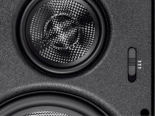 Monoprice 3-Way Carbon Fiber In Wall Speakers - 8 Inch (Pair) With Paintable Magnetic Grille For Home Theater - Alpha Series