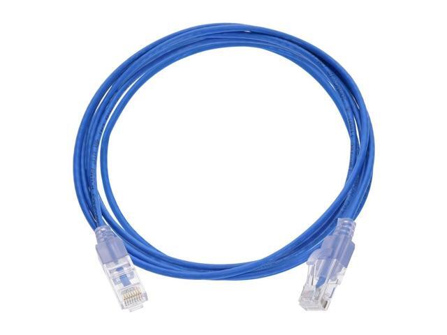 Monoprice SlimRun Cat6A Ethernet Patch Cable - Network Internet Cord - RJ45, 550Mhz, UTP, Pure Bare Copper Wire, 10G, 30AWG, 10ft, Blue, 10-Pack
