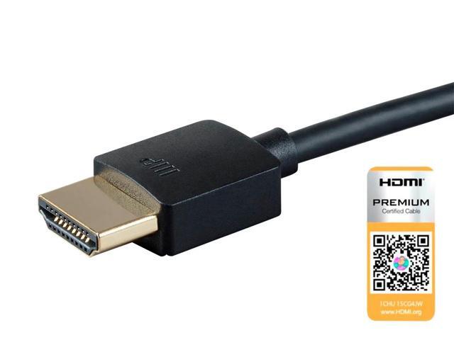 Monoprice HDMI Cable - 3 Feet - Black Certified Premium, 4K@60Hz, HDR, 18Gbps, 36AWG, YUV, 4:4:4, Compatible with UHD TV and More - Ultra Slim...