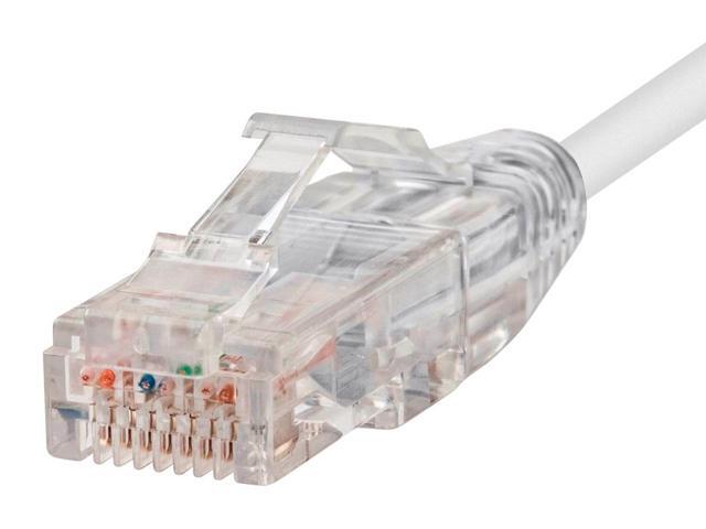 Monoprice Cat6 Ethernet Patch Cable - 50 feet - White Snagless RJ45 Stranded 550MHz UTP CMR Riser Rated Pure Bare Copper Wire 28AWG - SlimRun Series