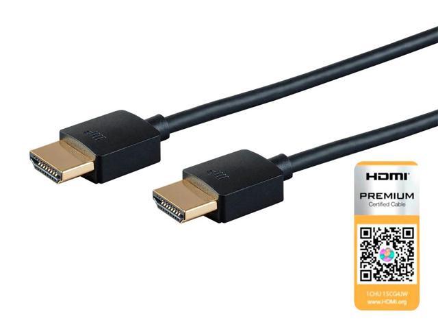 Monoprice HDMI Cable - 3 Feet - Black Certified Premium, 4K@60Hz, HDR, 18Gbps, 36AWG, YUV, 4:4:4, Compatible with UHD TV and More - Ultra Slim...