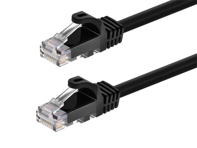 Monoprice Cat6 Ethernet Patch Cable - 1 Feet - Black Network Internet Cord - RJ45, Stranded, 550Mhz, UTP, Pure Bare Copper Wire, 24AWG - Flexboot...
