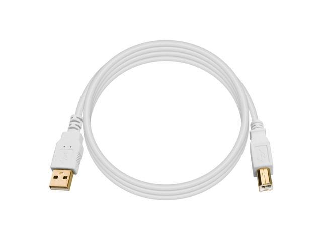 Monoprice USB 2.0 Cable - 6 Feet - White USB Type-A Male to USB Type-B Male, 28/24AWG, Gold Plated