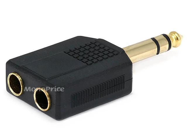 Monoprice 1/4in (6.35mm) TRS Stereo Plug to 2x 1/4in (6.35mm) TRS Stereo Jack Splitter Adapter, Gold Plated