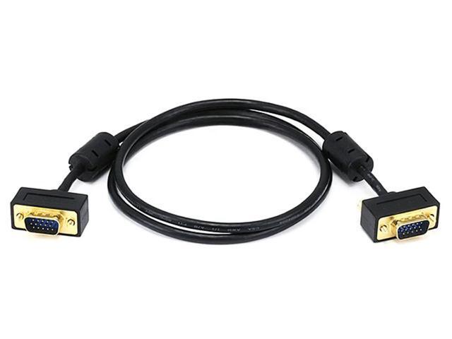 Monoprice Ultra Slim SVGA Super VGA Male to Male Monitor Cable - 3 Feet With Ferrites 30/32AWG, Gold Plated Connector