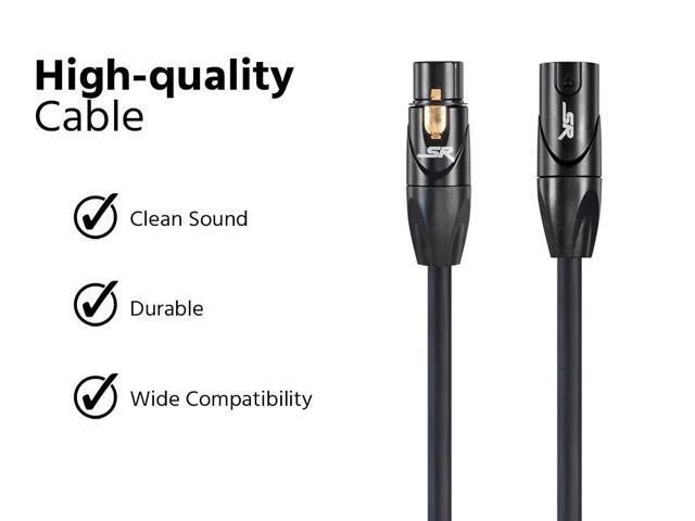 Monoprice XLR Male to XLR Female Cable [Microphone & Interconnect] - 6 Feet - Black Gold Plated, 16AWG - Stage Right Series