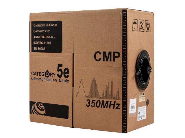 Monoprice Cat5e Ethernet Bulk Cable - 1000 Feet - Black Network Internet Cord - Solid, 350Mhz, UTP, CMP, Plenum, Pure Bare Copper Wire, 24AWG, No...