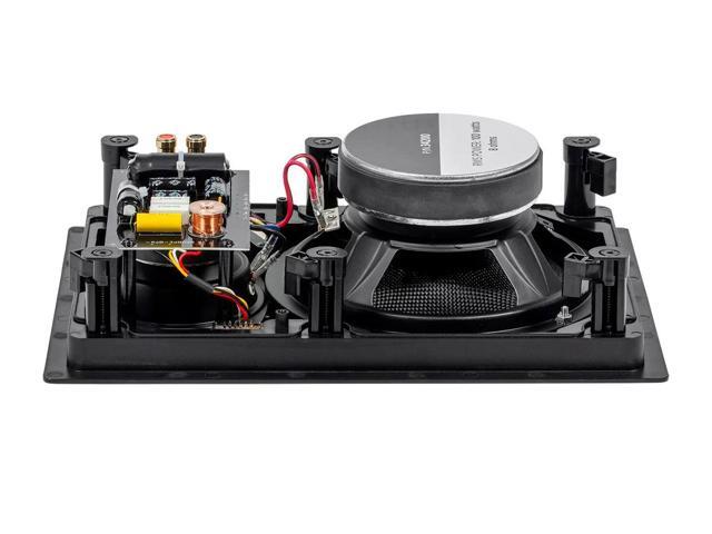 Monoprice 3-Way Carbon Fiber In Wall Speakers - 8 Inch (Pair) With Paintable Magnetic Grille For Home Theater - Alpha Series
