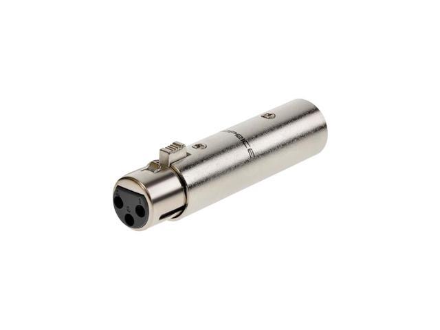 Monoprice 5-Pin Male to 3-Pin Female DMX Converter - Silver Anodized Aluminum Adapter With Lock Release Button