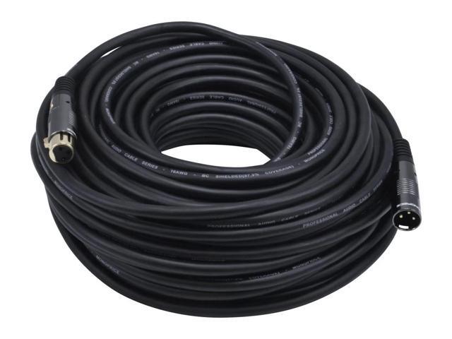monoprice premier series xlr male to xlr female 150ft black gold plated 16awg copper wire conductors microphone & interconnect