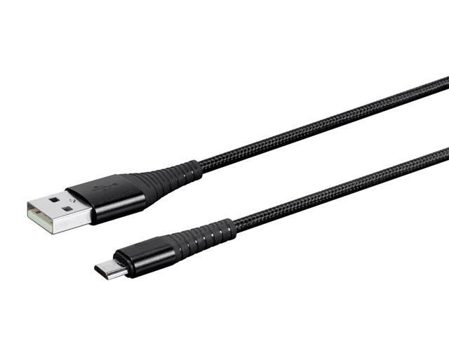 Monoprice USB 2.0 Micro B to Type A Charge & Sync Cable - 3 Feet - Black Nylon-Braid, Durable, - AtlasFlex Series