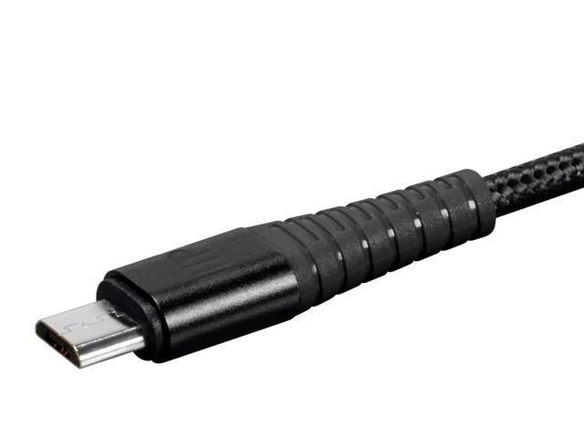 Monoprice USB 2.0 Micro B to Type A Charge & Sync Cable - 3 Feet - Black Nylon-Braid, Durable, - AtlasFlex Series