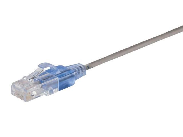 Monoprice SlimRun Cat6A Ethernet Patch Cable - Network Internet Cord - RJ45, 550Mhz, UTP, Pure Bare Copper Wire, 10G, 30AWG, 5ft, Gray, 10-Pack