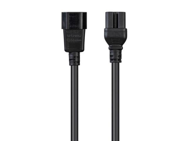 Monoprice Heavy Duty Power Cable - 3 Feet - Black IEC 60320 C14 to IEC 60320 C15, 14AWG, 15A, SJT, 100-250V