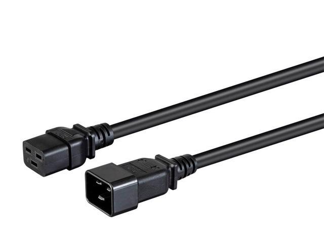 Monoprice Heavy Duty Extension Cord - 6 Feet - Black IEC 60320 C19 to IEC 60320 C20, 12AWG, 20A, SJTW, 250V