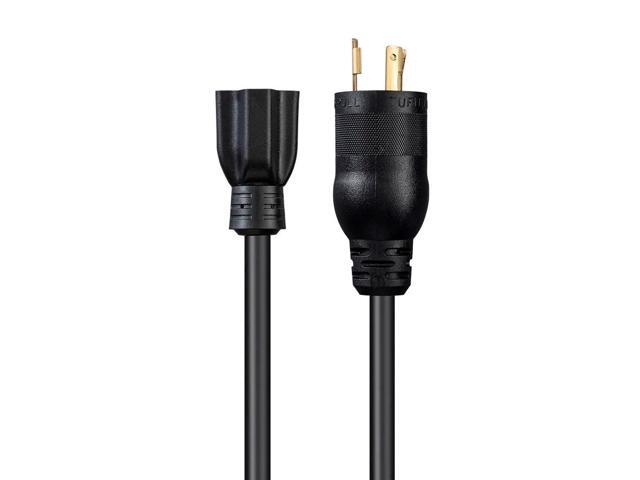 Monoprice Heavy Duty Extension Cord - 2 Feet - Black Locking Connector - NEMA L5-20P to NEMA 5-15/20R, 12AWG, 20A, SJTW, 125V